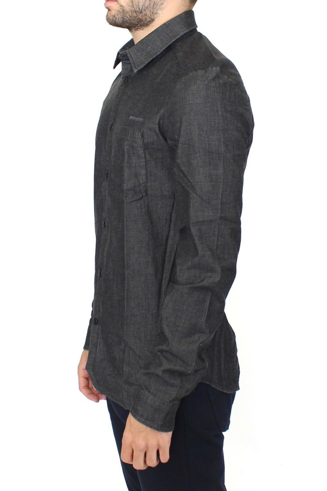 Camisa informal elegante de mezclilla elástica gris