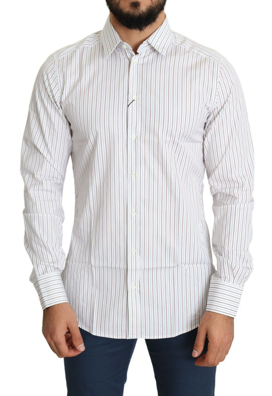 Elegante camisa de algodón a rayas blancas