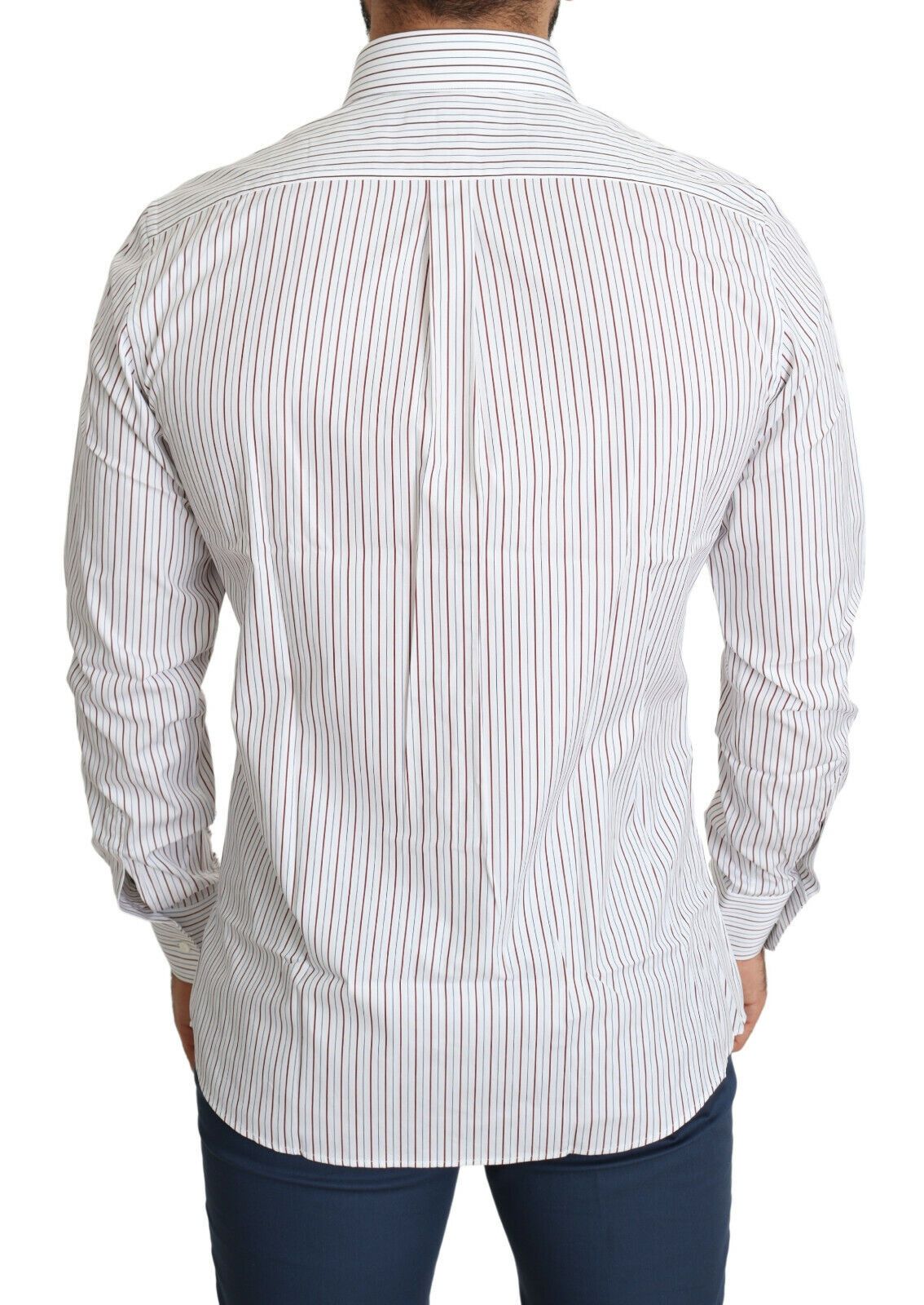 Camisa elegante de algodón a rayas blancas