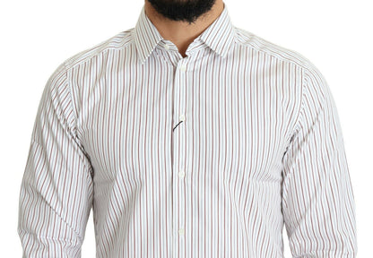 Camisa elegante de algodón a rayas blancas