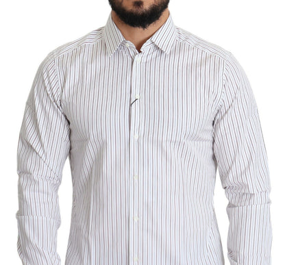 Camisa elegante de algodón a rayas blancas