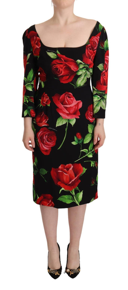 Elegante vestido tubo de seda con estampado floral