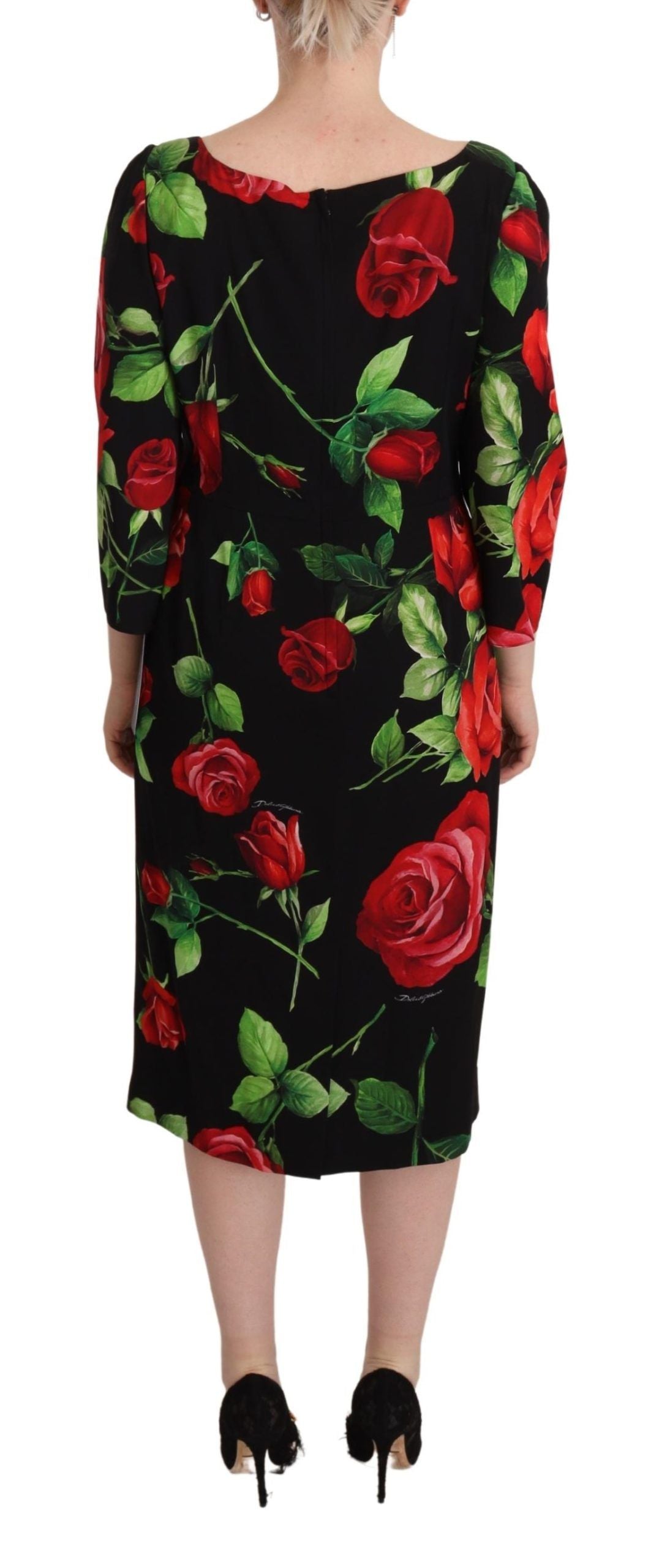 Elegante vestido tubo de seda con estampado floral