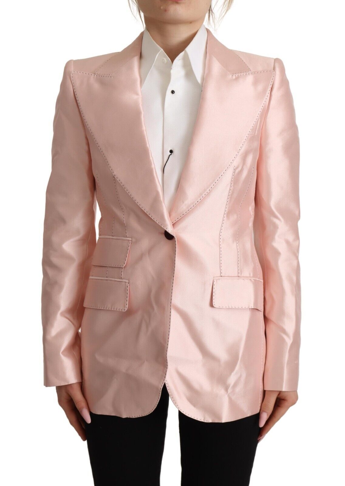 Elegante chaqueta blazer de seda rosa