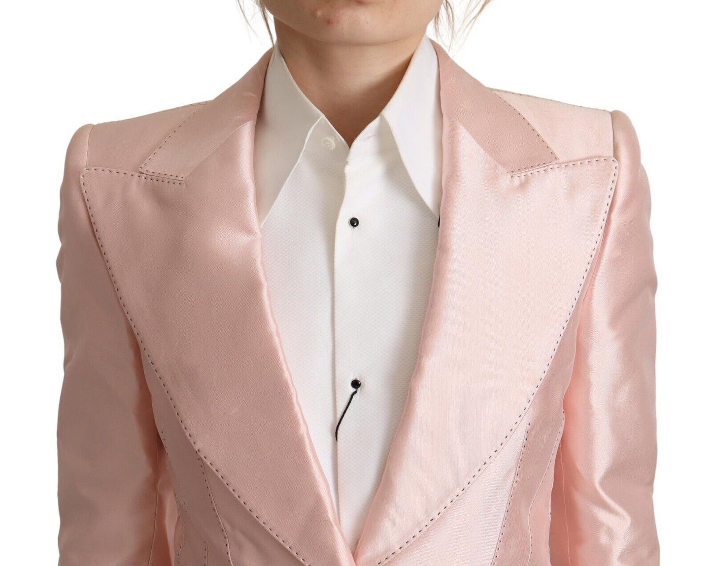 Elegante chaqueta blazer de seda rosa