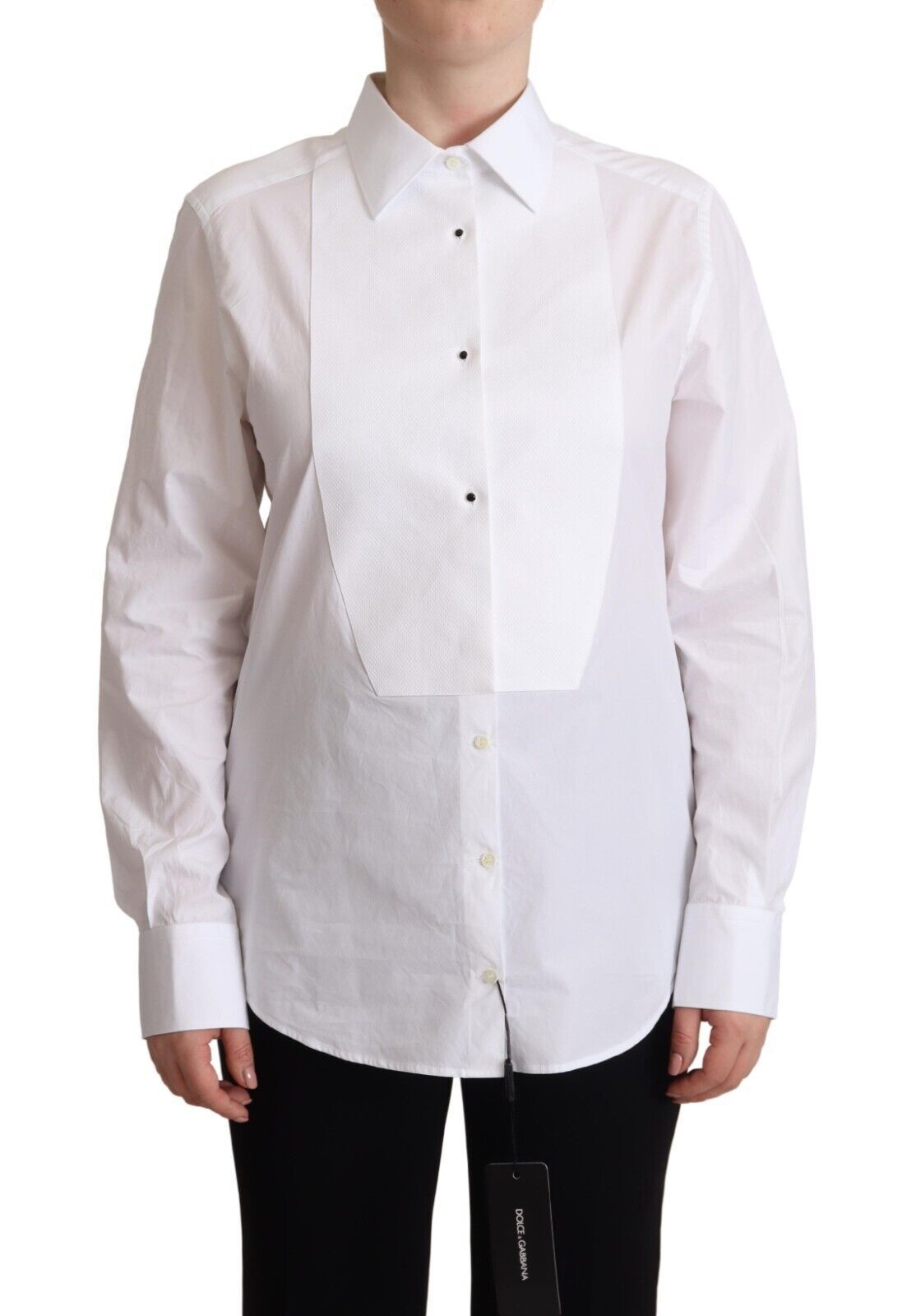 Elegante camisa de vestir de popelina blanca