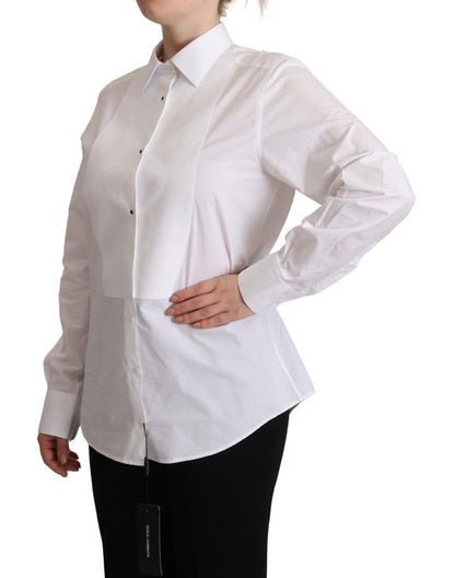 Elegante camisa de vestir de popelina blanca