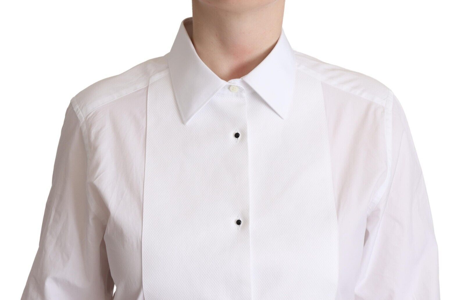 Elegante camisa de vestir de popelina blanca