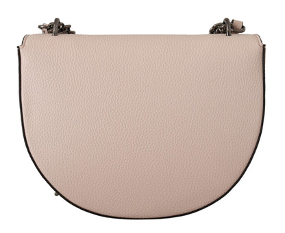 Elegante bolso de hombro de piel color rosa claro malva