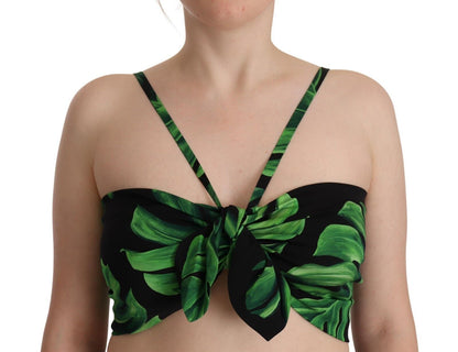 Elegant Leaf Print Halter Cropped Top