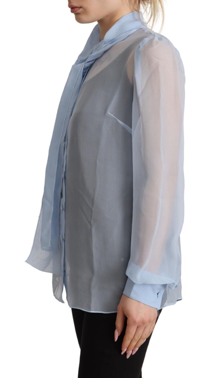 Elegant Silk Ascot Collar Blouse