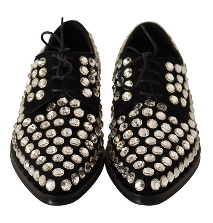 Elegant Crystal-Embellished Lace-Up Flats