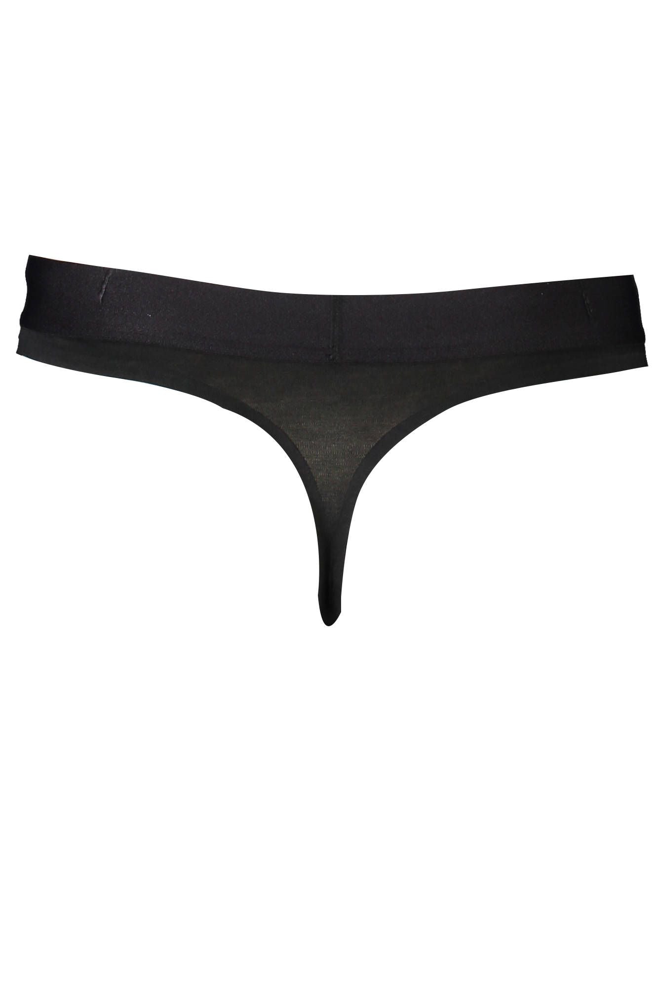 Tanga de algodón negro para mujer