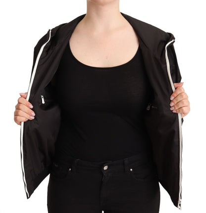 Elegante chaqueta bomber negra con capucha