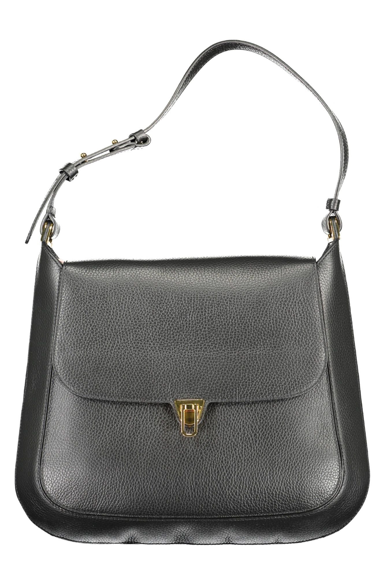 Bolso de mano de piel negra para mujer