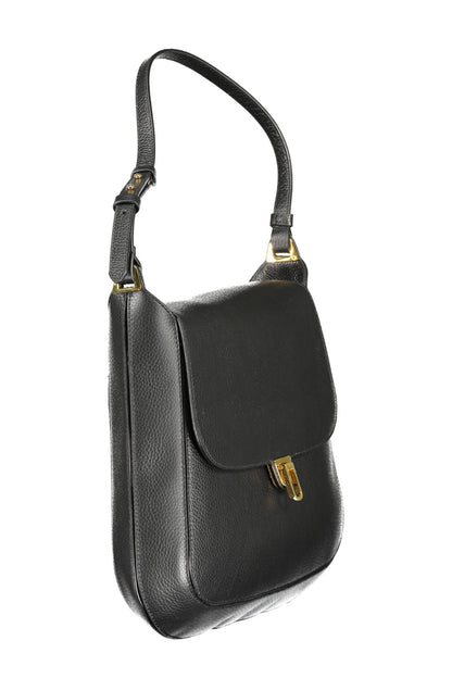 Bolso de mano de piel negra para mujer