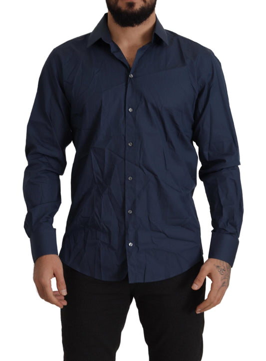 Elegante camisa de vestir Martini azul entallada