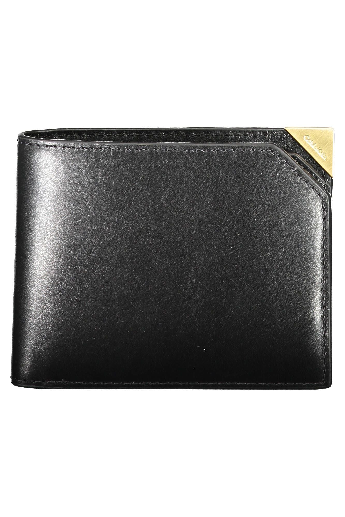 "Cartera de piel negra para hombre"