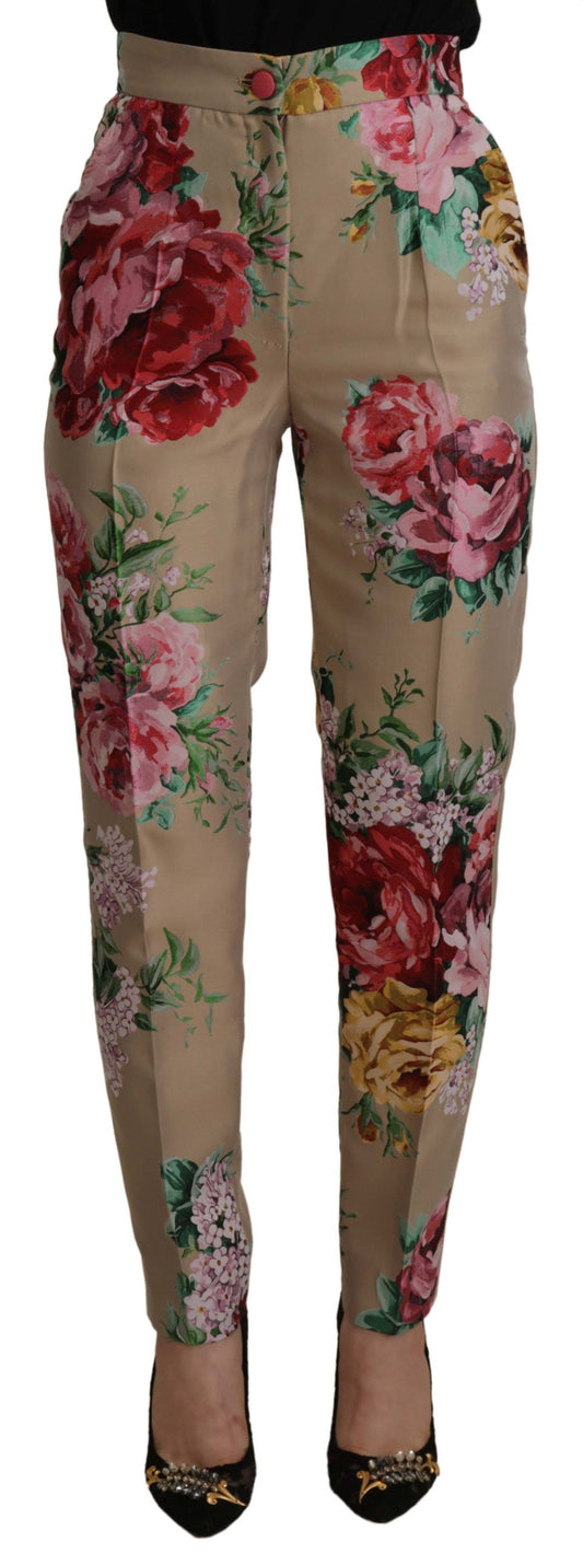 Pantalones florales de cintura alta