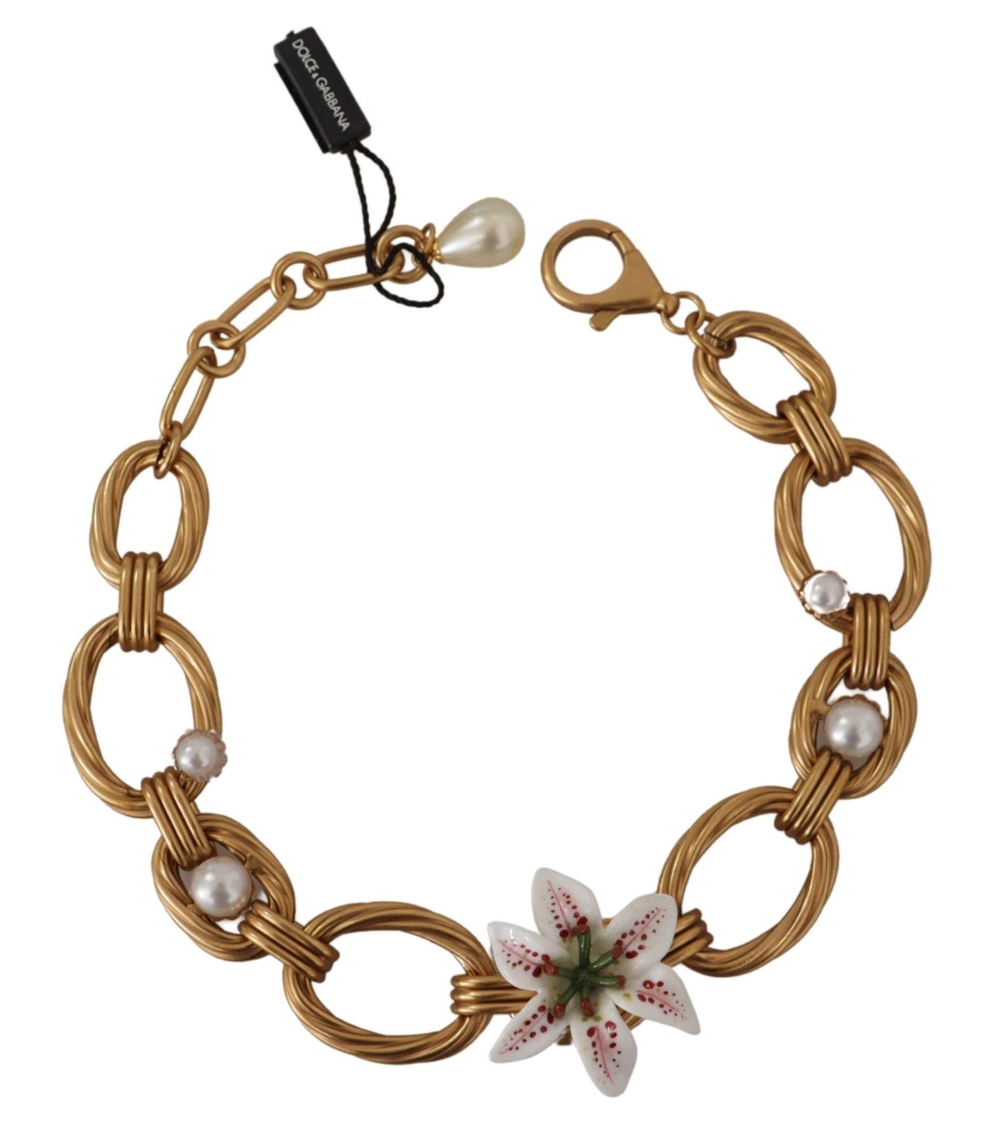 Elegante collar con colgante de flor de lirio dorado