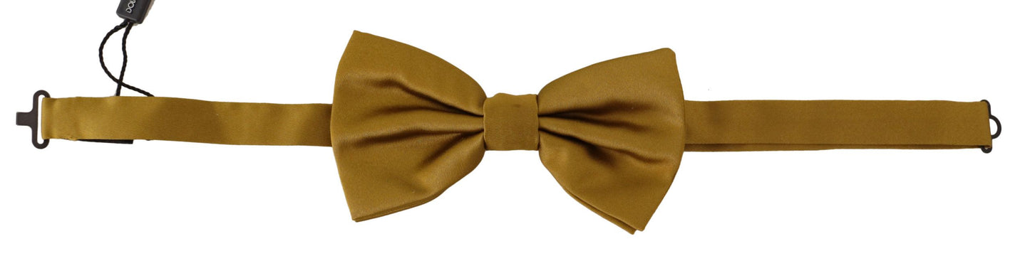 Elegant Mustard Silk Bow Tie