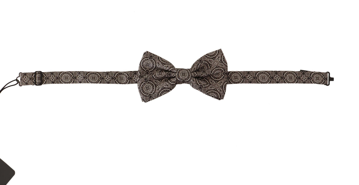 Elegant Silk Black & White Bow Tie