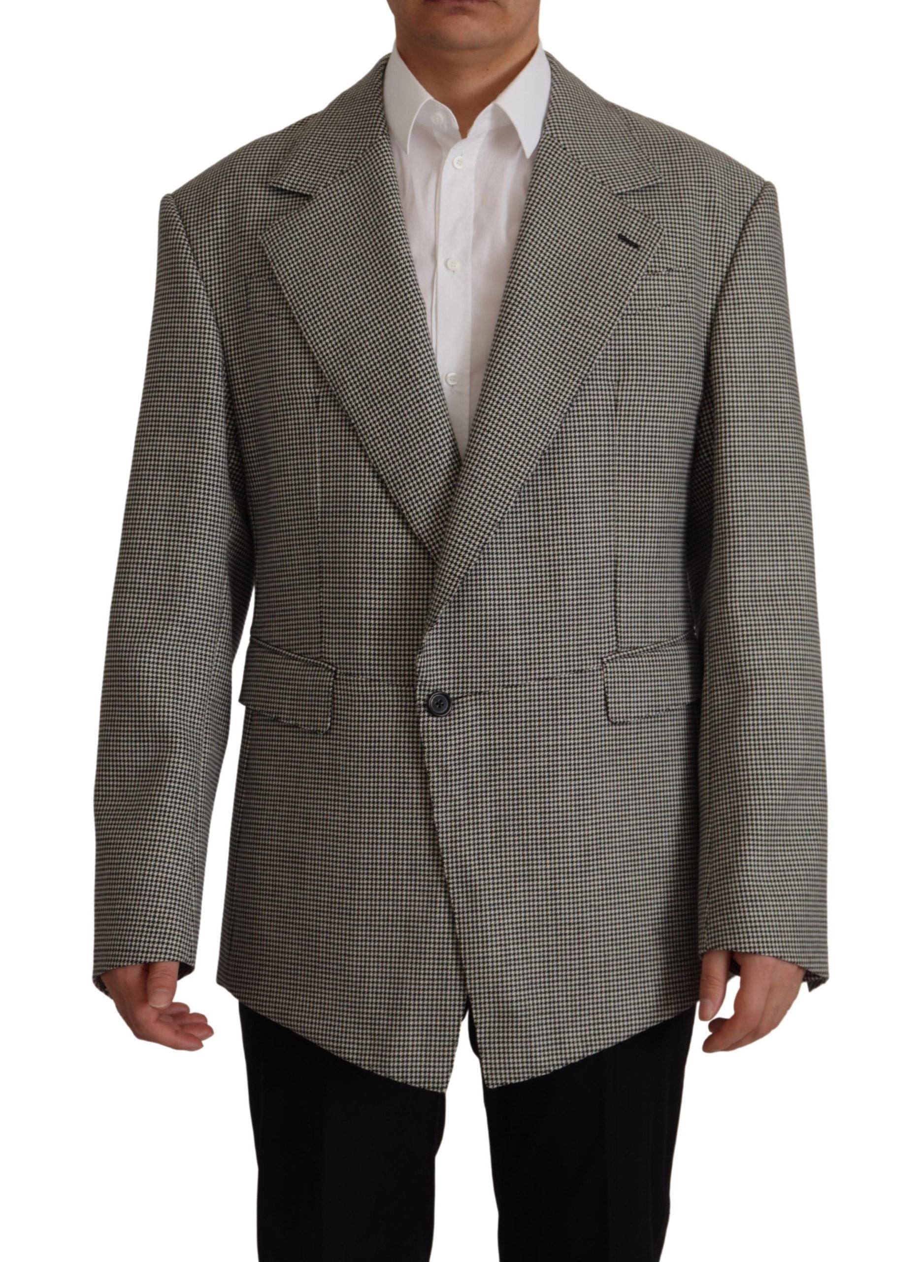 Elegante blazer de lana a cuadros en color gris