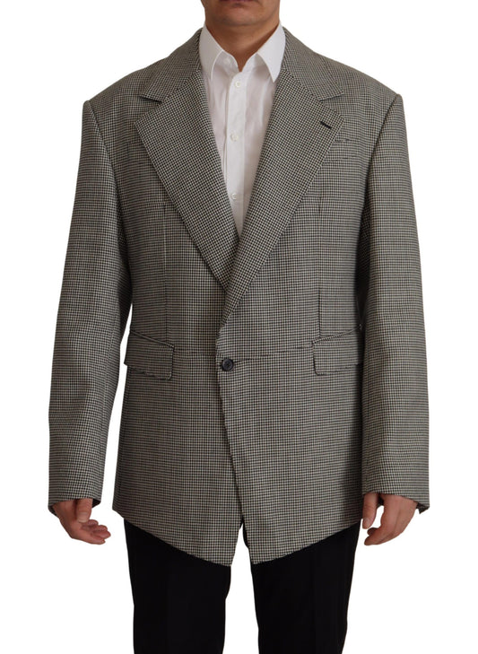 Elegante blazer de lana a cuadros en color gris