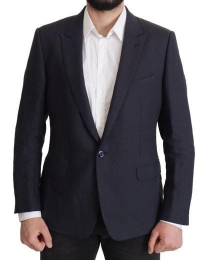 Elegante blazer de lino de botonadura sencilla