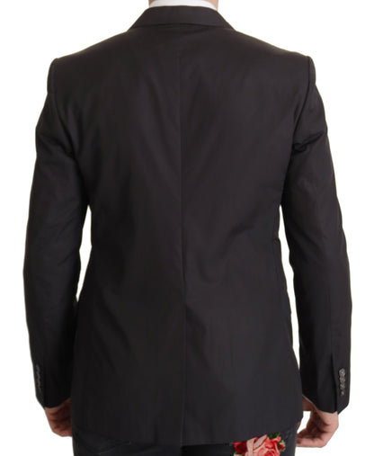 Elegante blazer de algodón negro Taormina