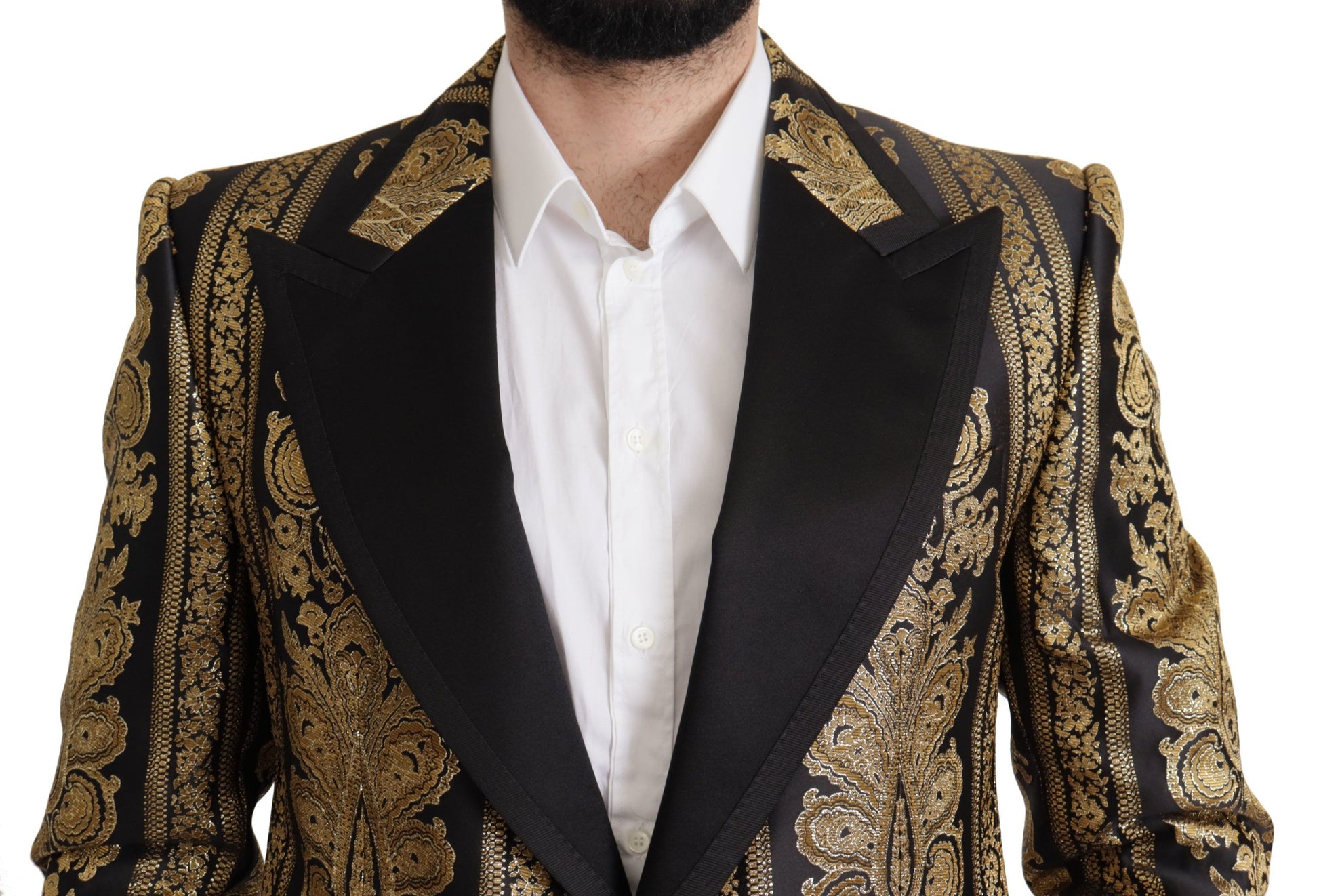 Elegante blazer de jacquard de botonadura sencilla