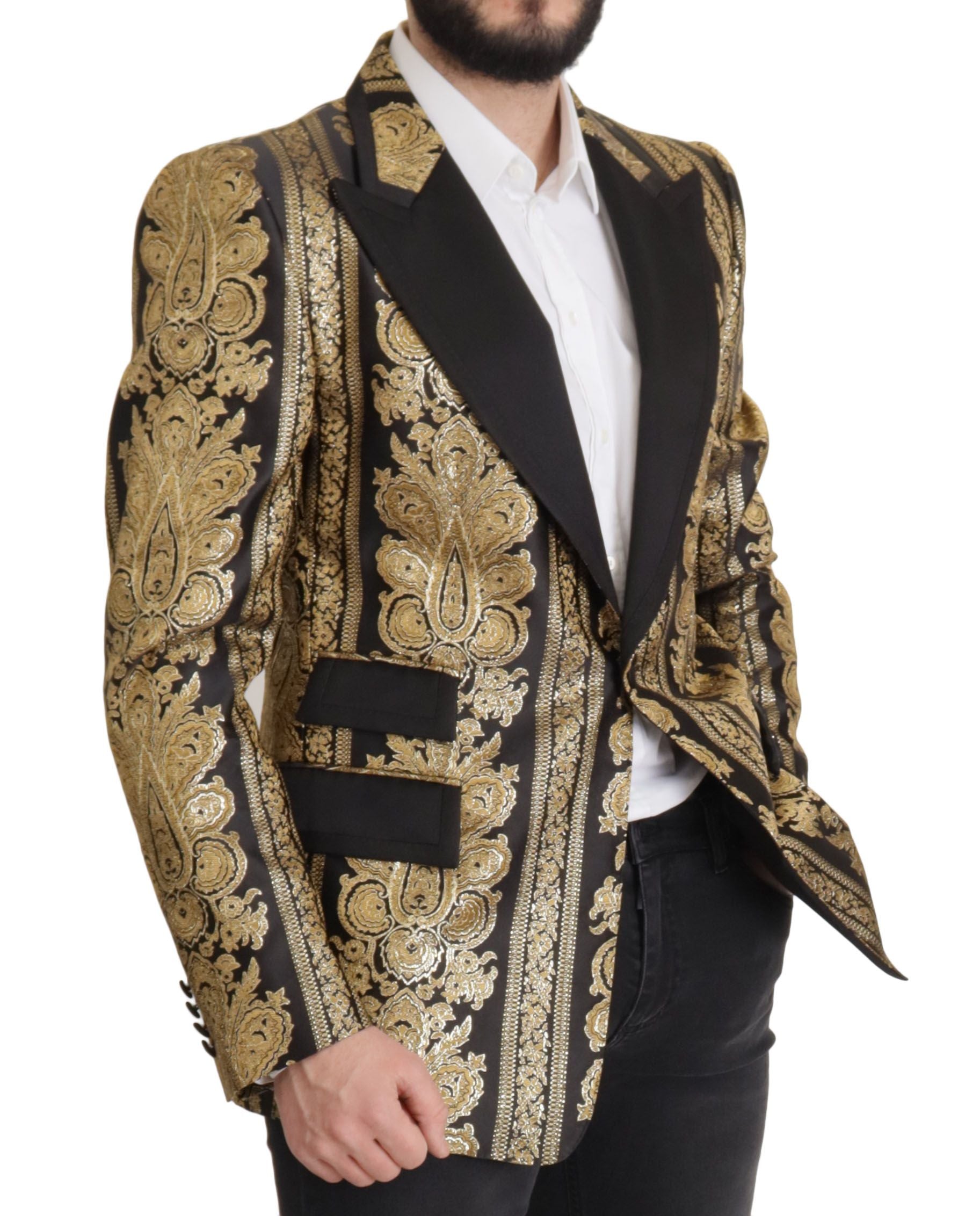 Elegante blazer de jacquard de botonadura sencilla