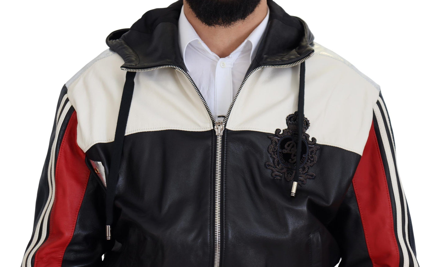 Chaqueta bomber de cuero con capucha negra Elite