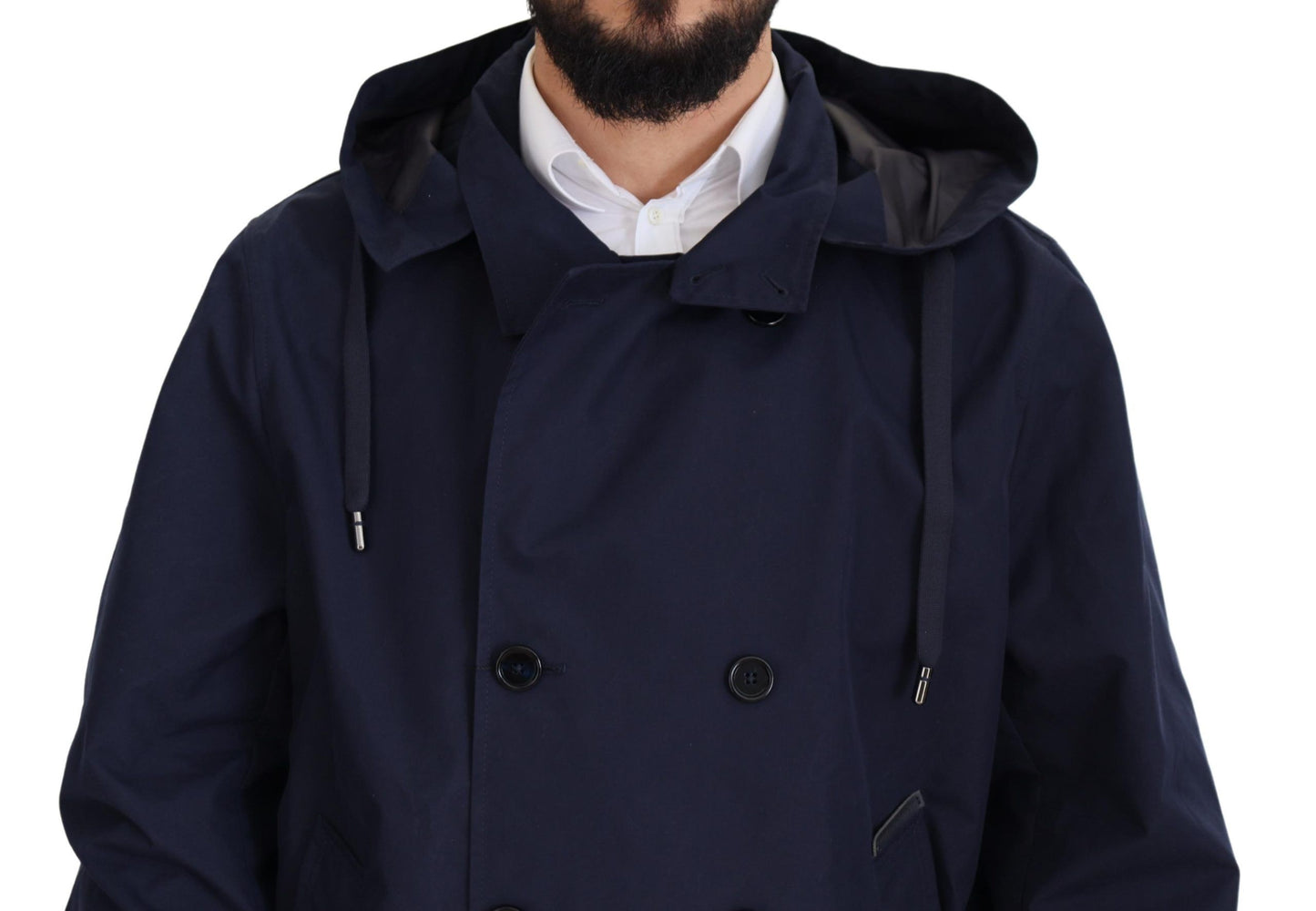 Elegante chaqueta parka azul cruzada