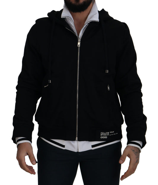 Elegante chaqueta bomber negra con capucha