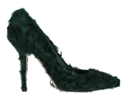 Elegantes zapatos de salón de piel de Xiangao verde