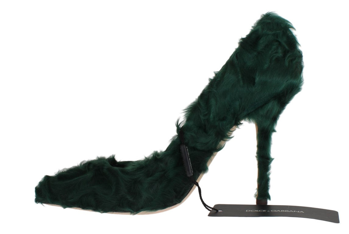 Elegantes zapatos de salón de piel de Xiangao verde