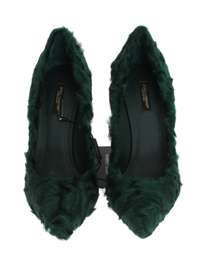 Elegantes zapatos de salón de piel de Xiangao verde