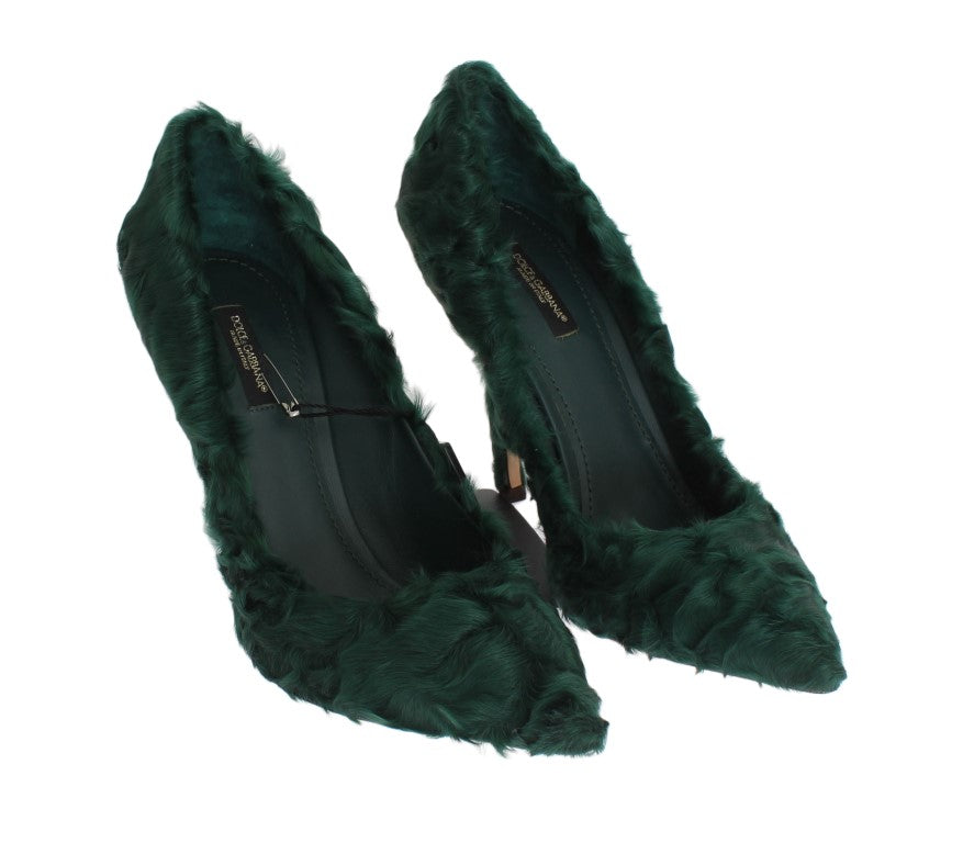 Elegantes zapatos de salón de piel de Xiangao verde