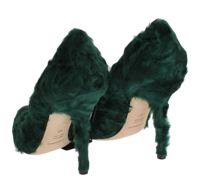 Elegantes zapatos de salón de piel de Xiangao verde