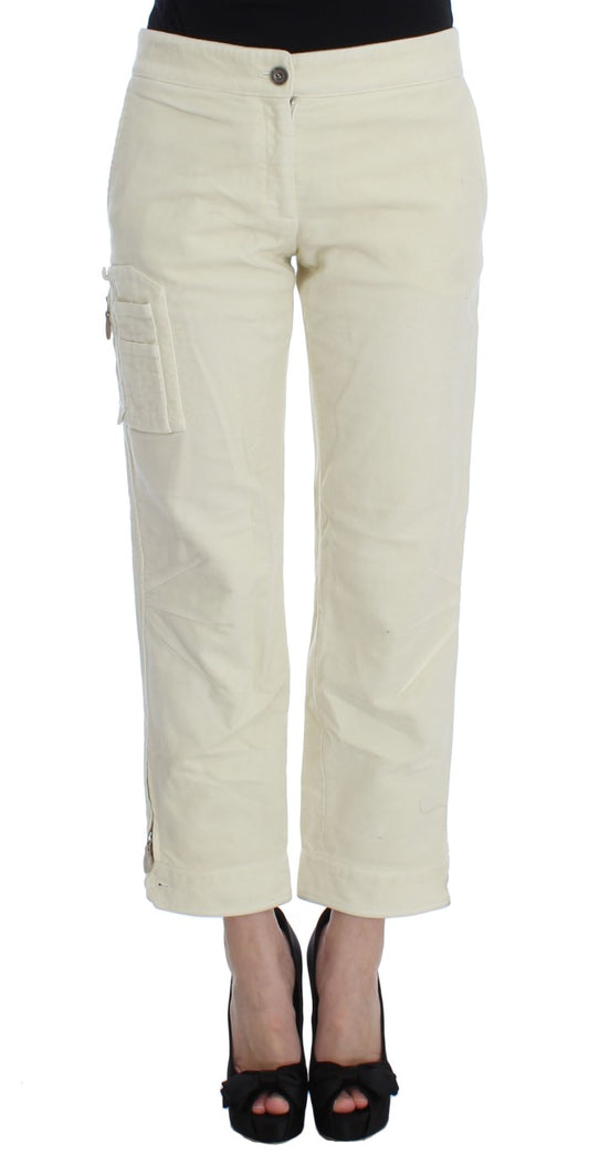 Pantalones capri beige cropped chic