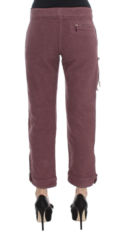 Chic Bordeaux Capri Cropped Cargo Pants