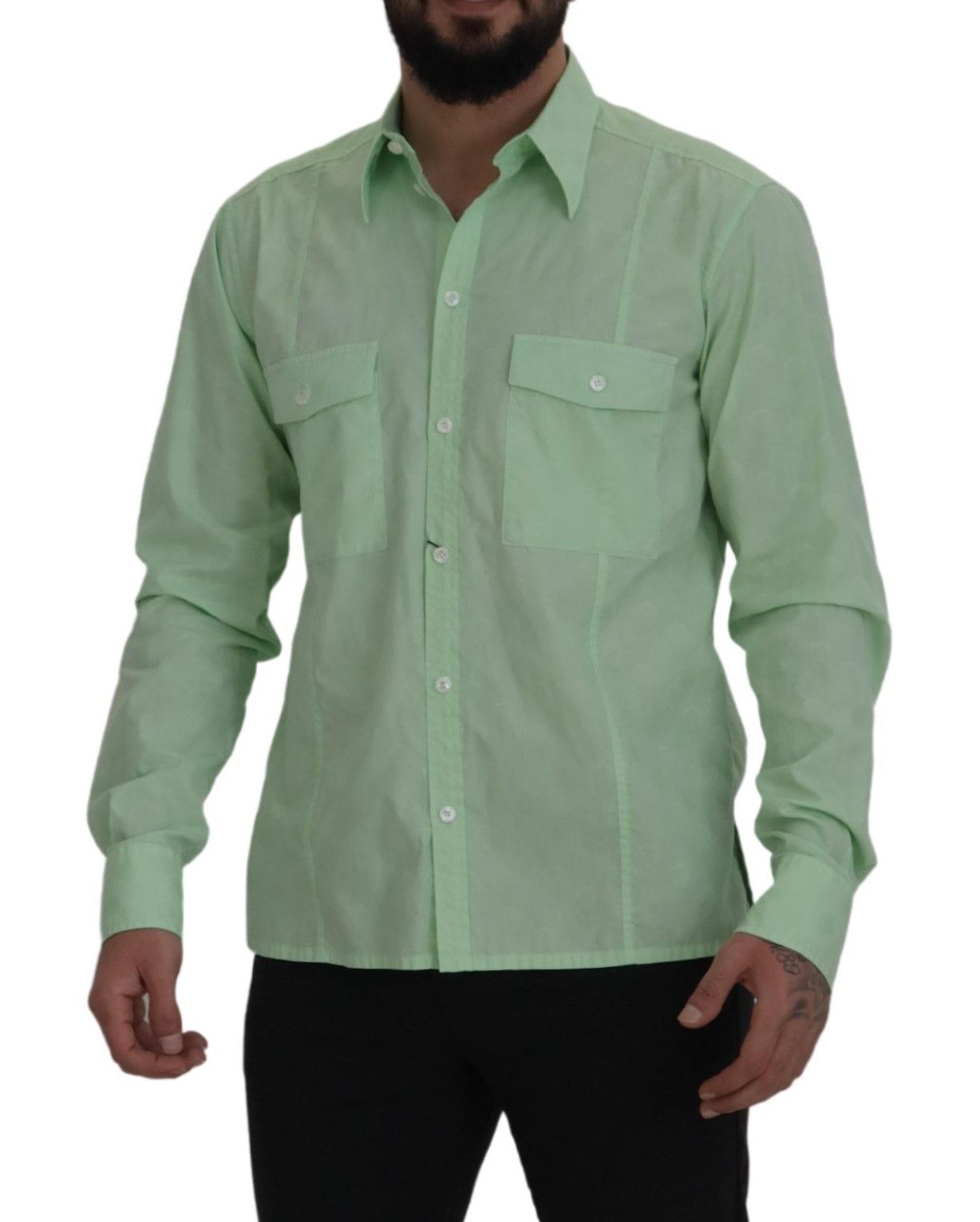 Camisa informal de botones y corte ajustado en color verde menta