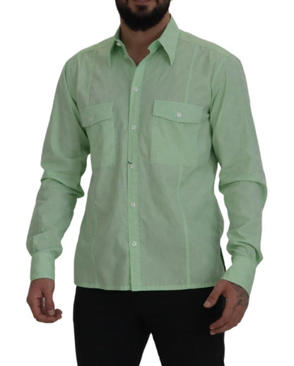 Camisa informal de botones y corte ajustado en color verde menta