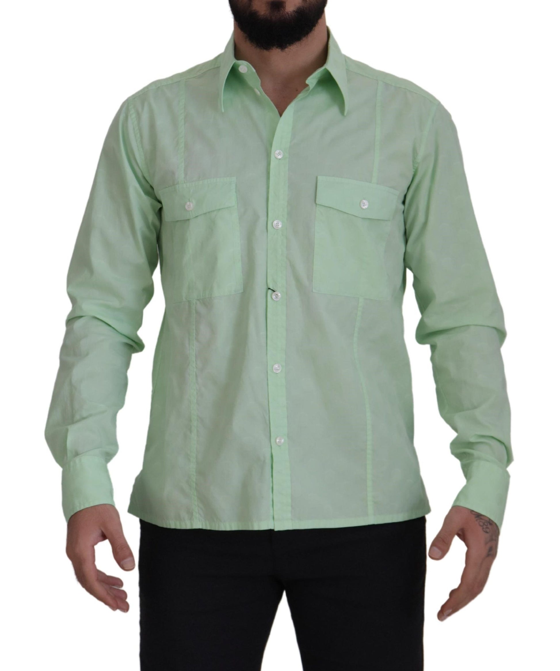 Camisa informal de botones y corte ajustado en color verde menta