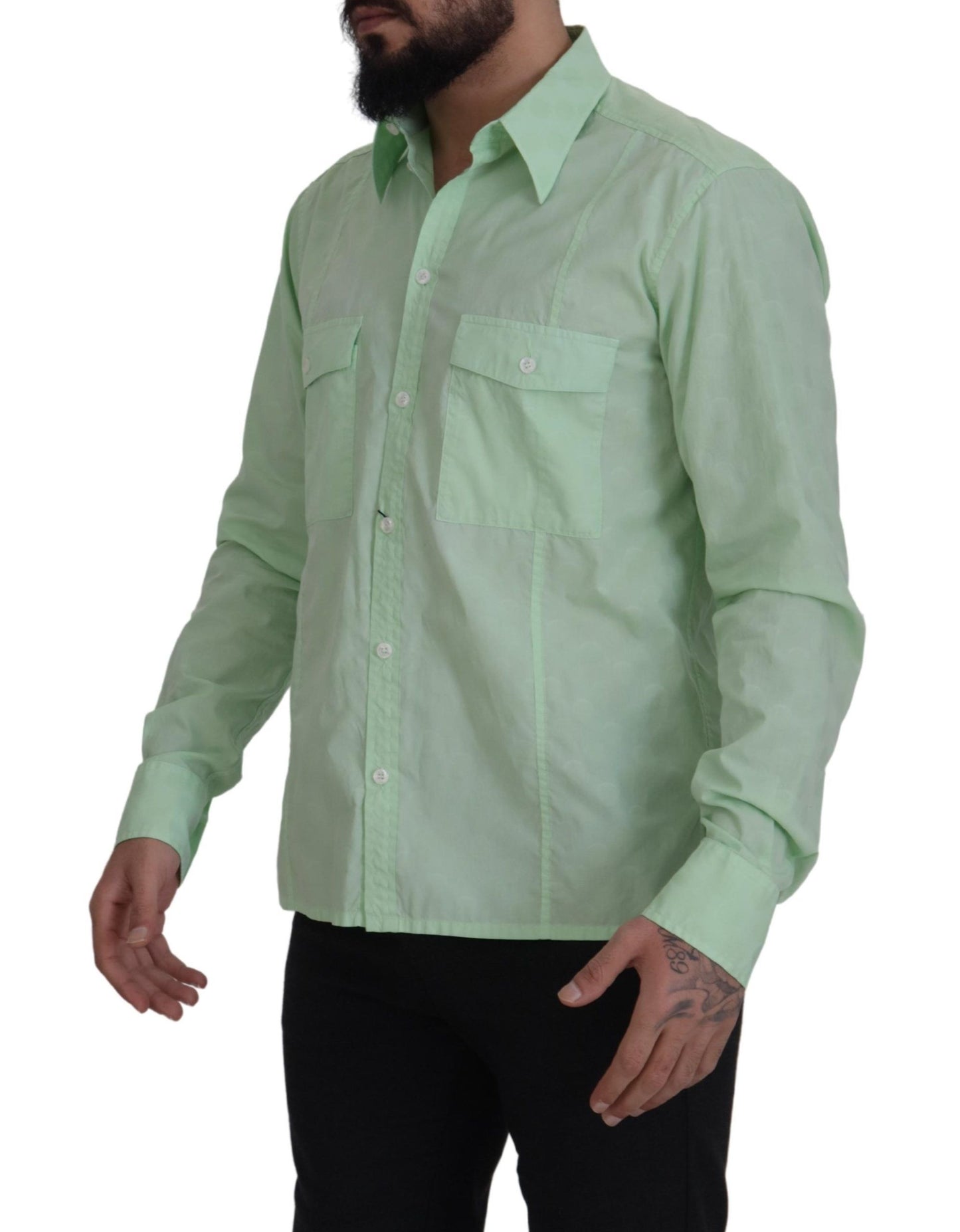 Camisa informal de botones y corte ajustado en color verde menta