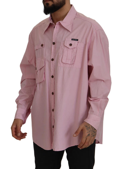 Camisa elegante informal de algodón en color rosa