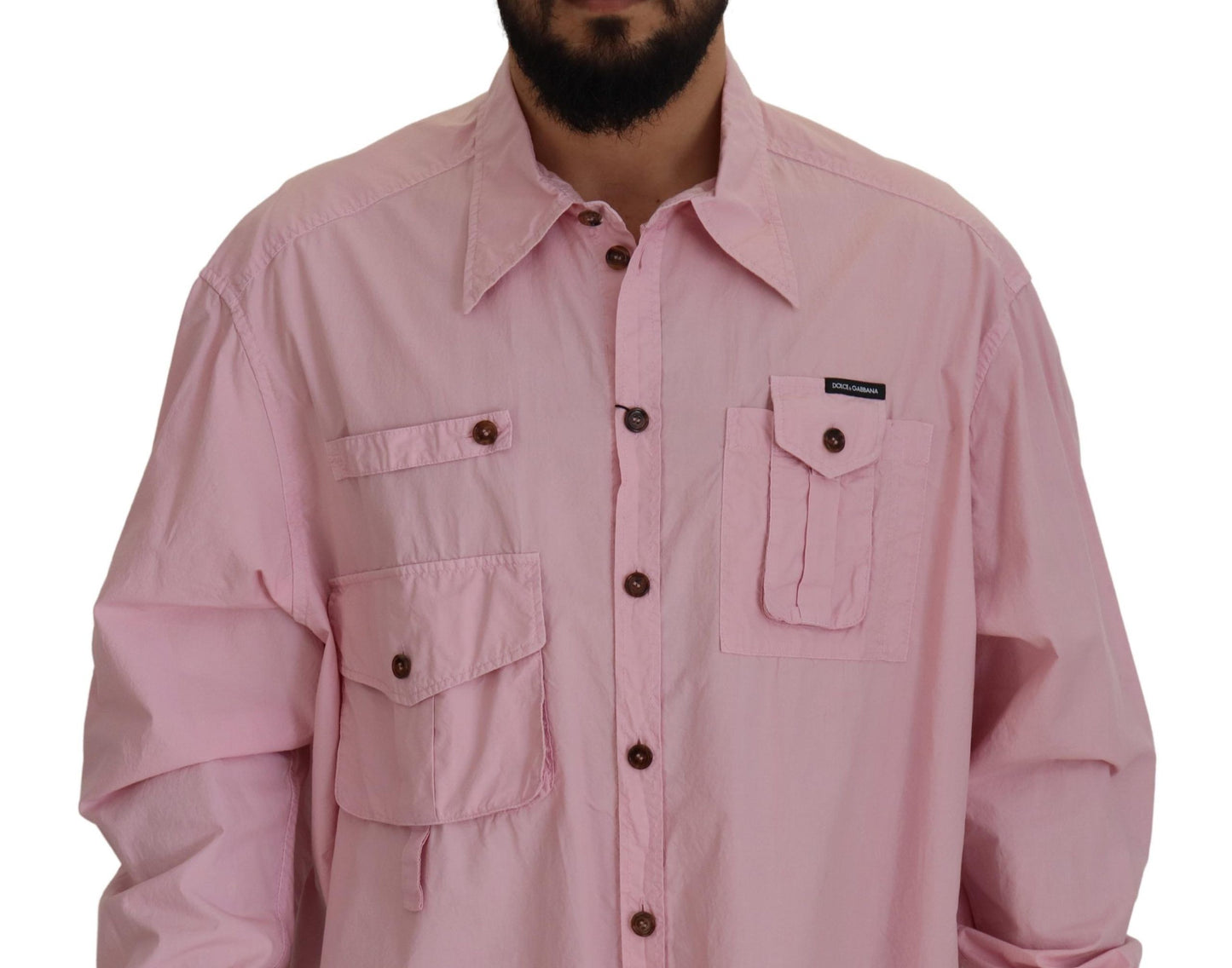 Camisa elegante informal de algodón en color rosa