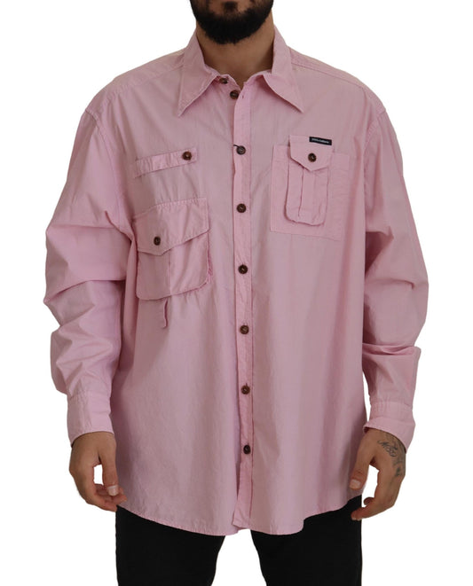 Elegante Camisa Casual de Algodón Rosa