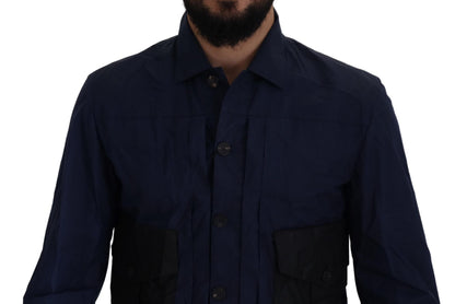 Camisa de algodón azul oscuro Svelte